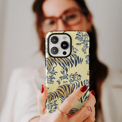 Double-Layer Semi-Handprinted Tough Matte Tiger Stripes iPhone Case