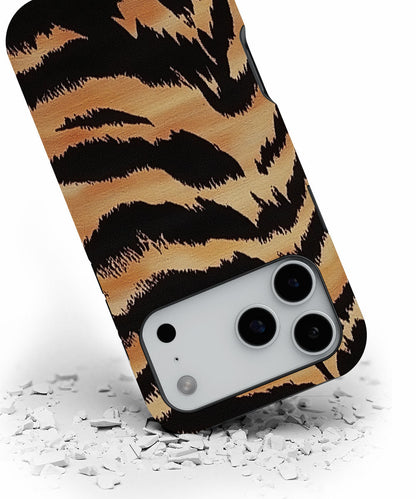 Double-Layer Semi-Handprinted Tough Matte Tiger Stripes iPhone Case