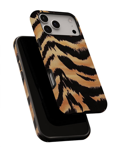 Double-Layer Semi-Handprinted Tough Matte Tiger Stripes iPhone Case