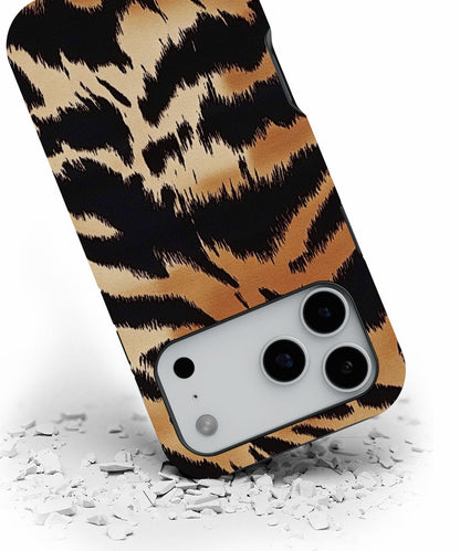 Double-Layer Semi-Handprinted Tough Matte Tiger Stripes iPhone Case