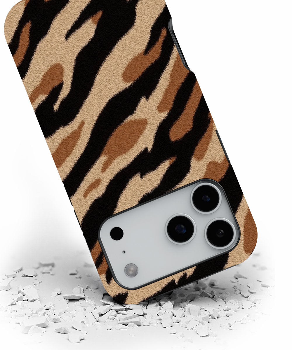 Double-Layer Semi-Handprinted Tough Matte Tiger Stripes iPhone Case