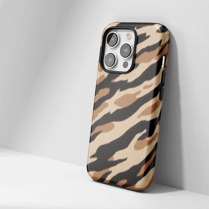 Double-Layer Semi-Handprinted Tough Matte Tiger Stripes iPhone Case