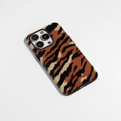 Double-Layer Semi-Handprinted Tough Matte Tiger Stripes iPhone Case