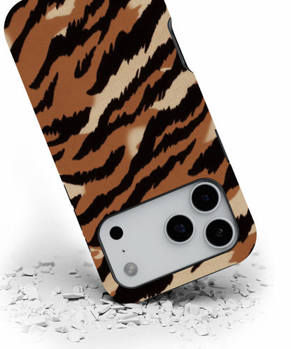 Double-Layer Semi-Handprinted Tough Matte Tiger Stripes iPhone Case