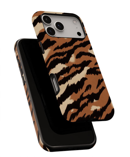 Double-Layer Semi-Handprinted Tough Matte Tiger Stripes iPhone Case