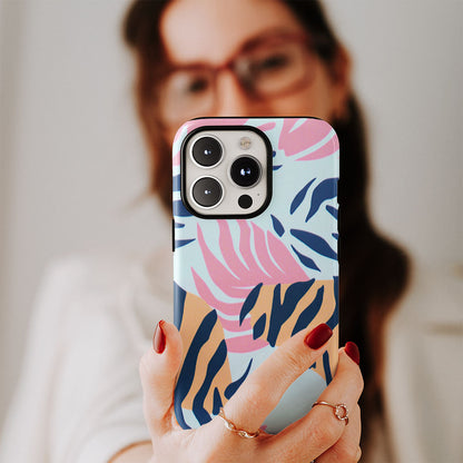 Double-Layer Semi-Handprinted Tough Matte Tiger Stripes iPhone Case