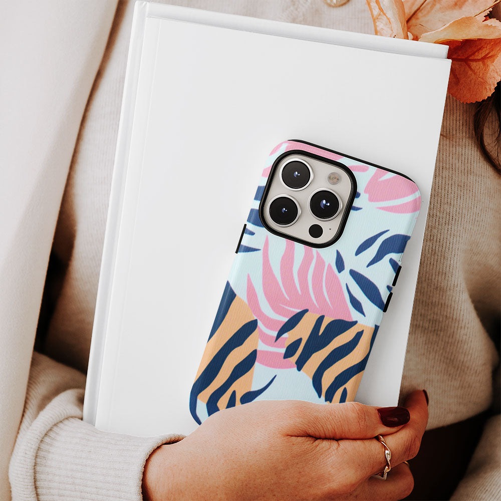 Double-Layer Semi-Handprinted Tough Matte Tiger Stripes iPhone Case