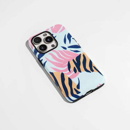 Double-Layer Semi-Handprinted Tough Matte Tiger Stripes iPhone Case