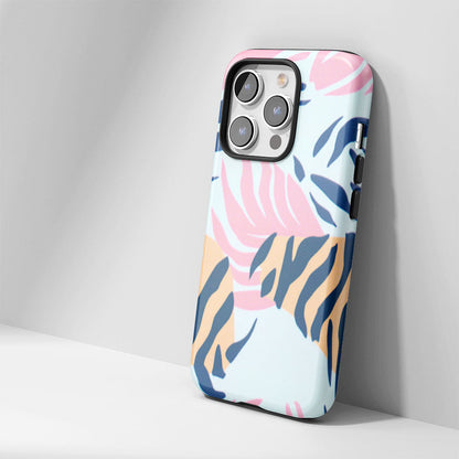 Double-Layer Semi-Handprinted Tough Matte Tiger Stripes iPhone Case