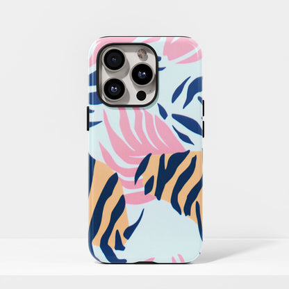 Double-Layer Semi-Handprinted Tough Matte Tiger Stripes iPhone Case