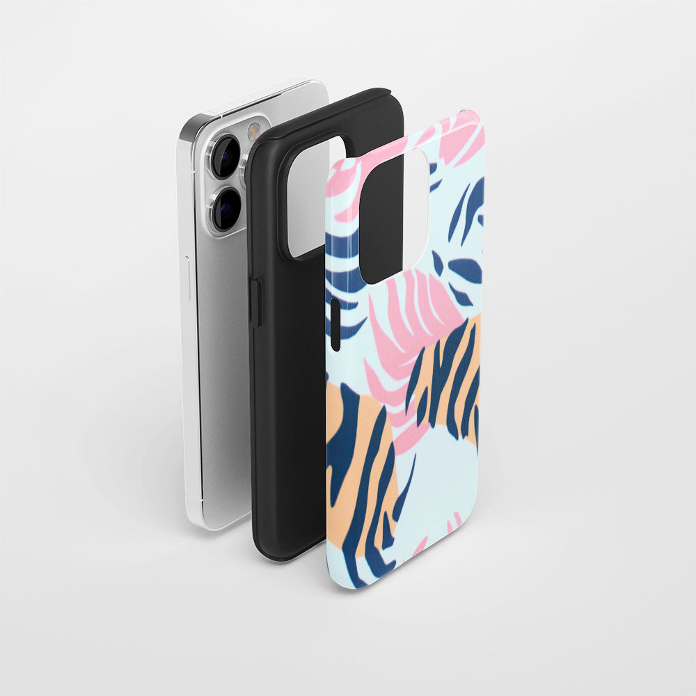 Double-Layer Semi-Handprinted Tough Matte Tiger Stripes iPhone Case