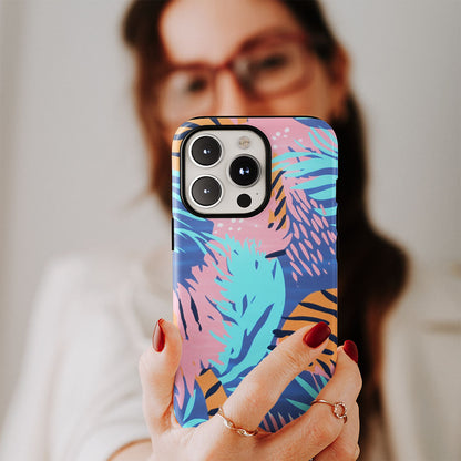 Double-Layer Semi-Handprinted Tough Matte Tiger Stripes iPhone Case