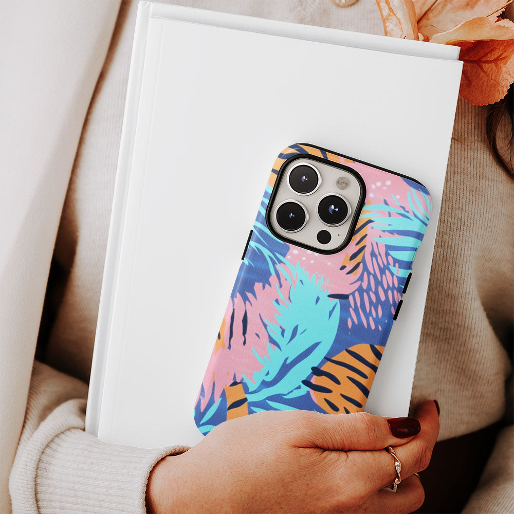 Double-Layer Semi-Handprinted Tough Matte Tiger Stripes iPhone Case