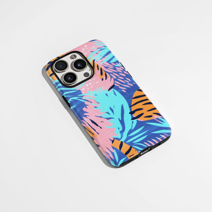 Double-Layer Semi-Handprinted Tough Matte Tiger Stripes iPhone Case