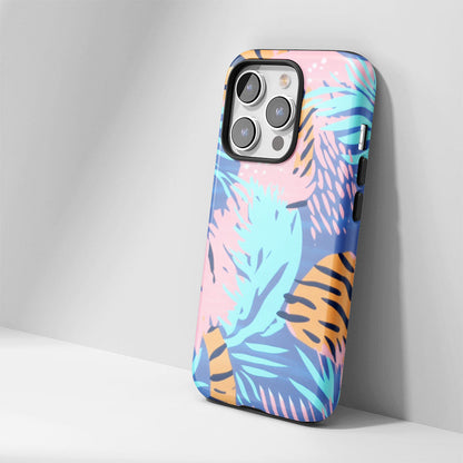 Double-Layer Semi-Handprinted Tough Matte Tiger Stripes iPhone Case