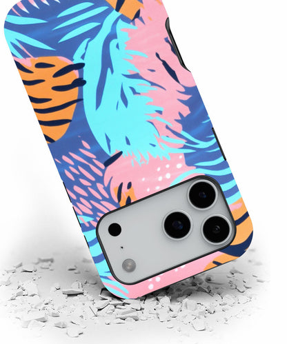 Double-Layer Semi-Handprinted Tough Matte Tiger Stripes iPhone Case