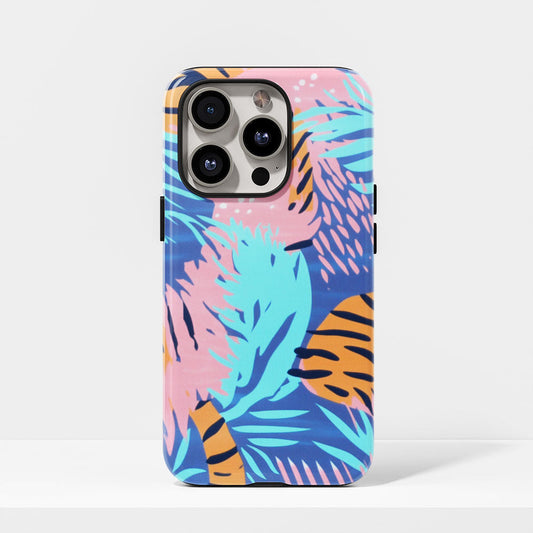 Double-Layer Semi-Handprinted Tough Matte Tiger Stripes iPhone Case