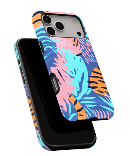 Double-Layer Semi-Handprinted Tough Matte Tiger Stripes iPhone Case