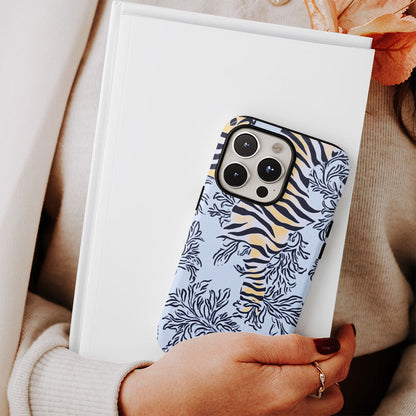 Double-Layer Semi-Handprinted Tough Matte Tiger Stripes iPhone Case