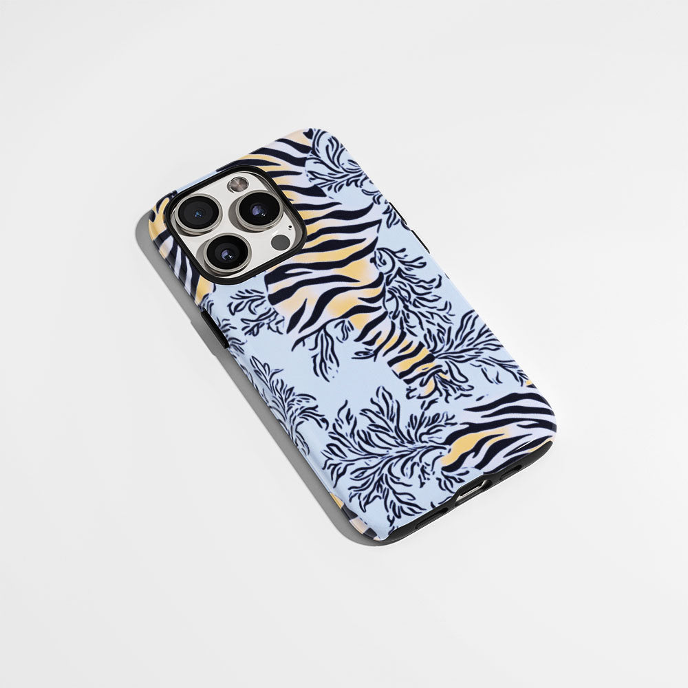 Double-Layer Semi-Handprinted Tough Matte Tiger Stripes iPhone Case