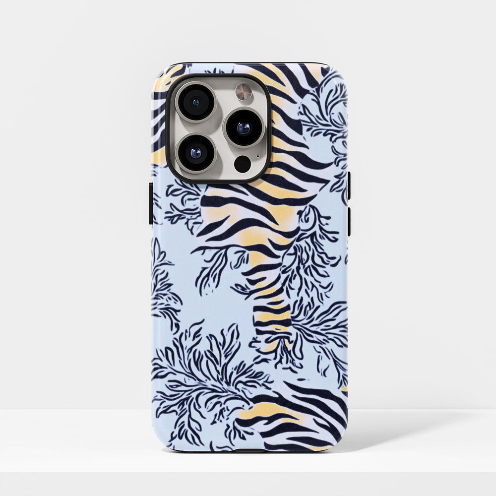 Double-Layer Semi-Handprinted Tough Matte Tiger Stripes iPhone Case