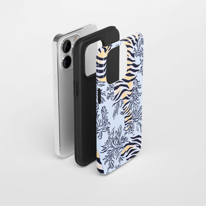 Double-Layer Semi-Handprinted Tough Matte Tiger Stripes iPhone Case