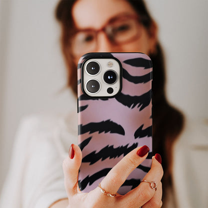 Double-Layer Semi-Handprinted Tough Matte Tiger Stripes iPhone Case