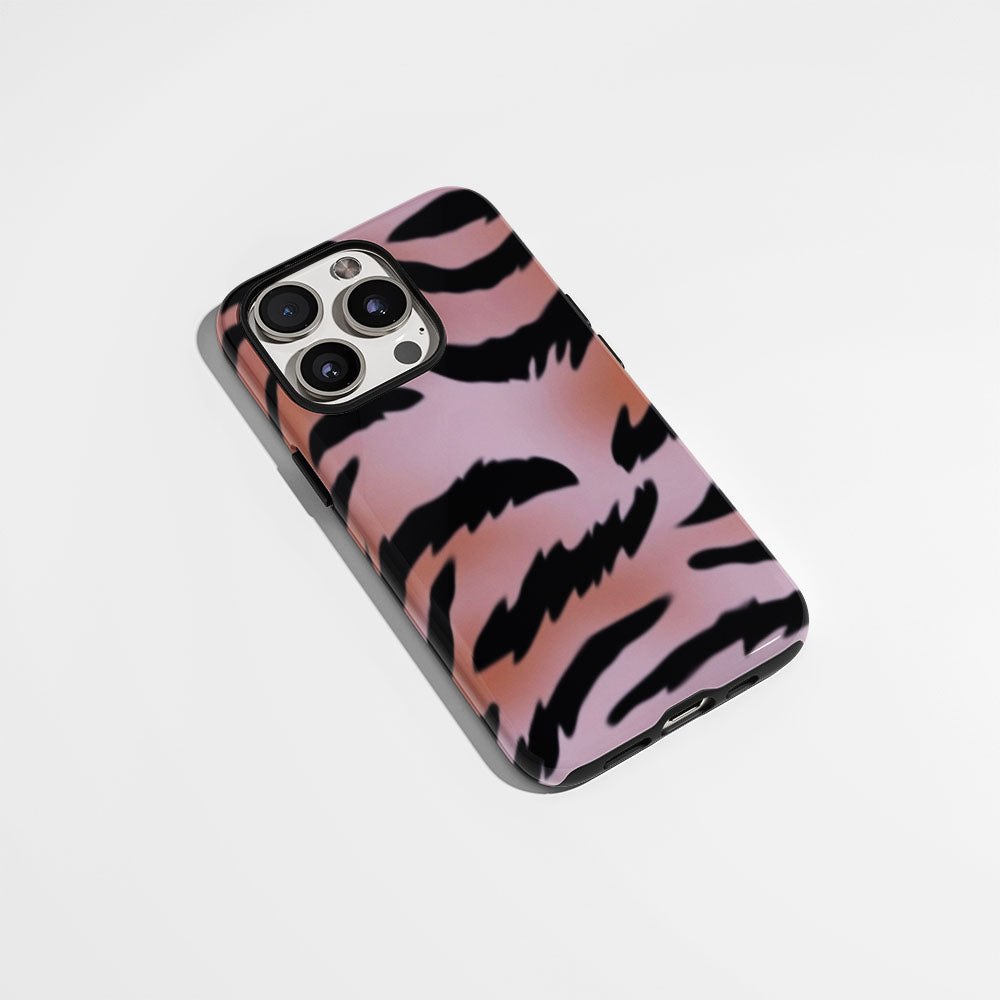 Double-Layer Semi-Handprinted Tough Matte Tiger Stripes iPhone Case