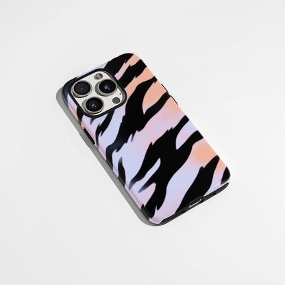 Double-Layer Semi-Handprinted Tough Matte Tiger Stripes iPhone Case