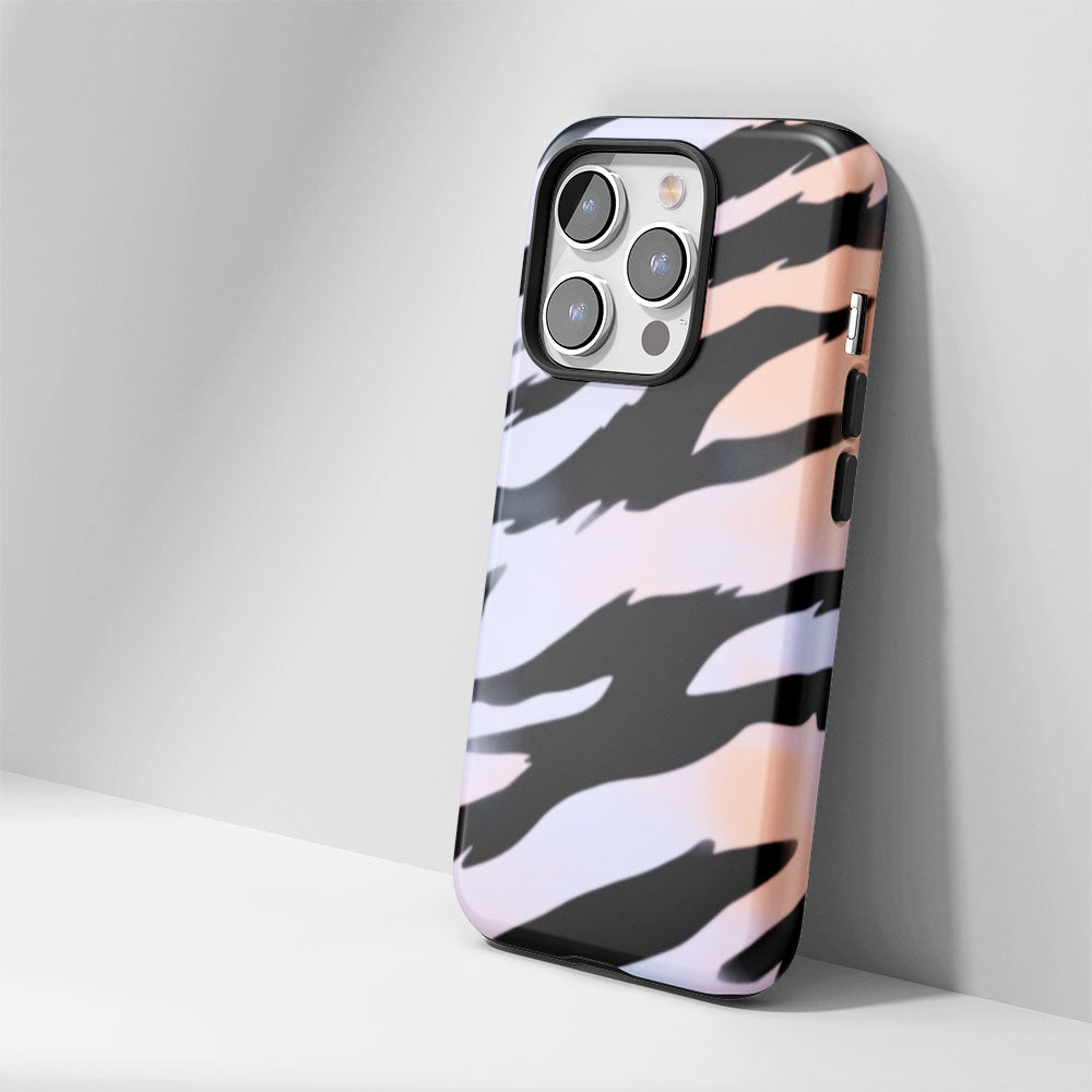 Double-Layer Semi-Handprinted Tough Matte Tiger Stripes iPhone Case