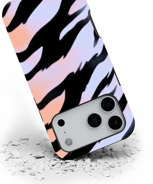 Double-Layer Semi-Handprinted Tough Matte Tiger Stripes iPhone Case