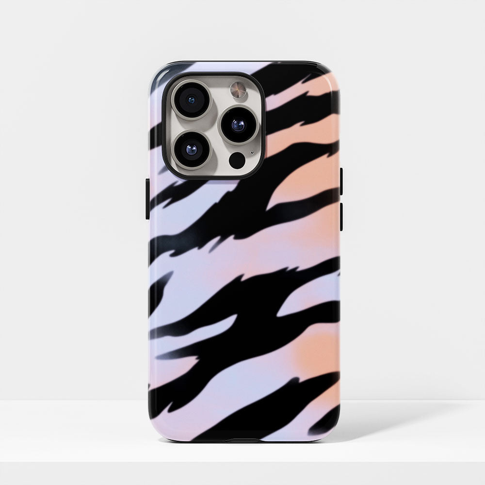 Double-Layer Semi-Handprinted Tough Matte Tiger Stripes iPhone Case