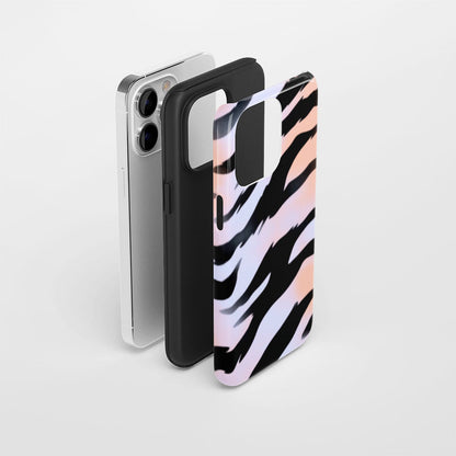 Double-Layer Semi-Handprinted Tough Matte Tiger Stripes iPhone Case