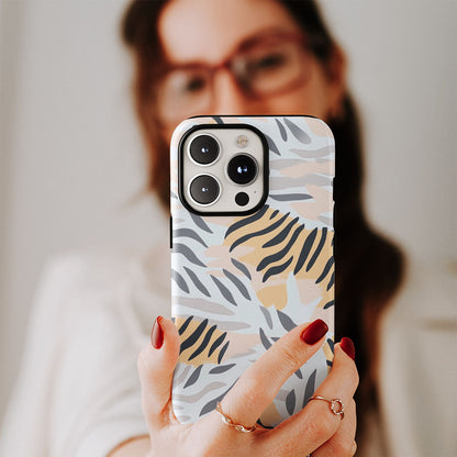 Double-Layer Semi-Handprinted Tough Matte Tiger Stripes iPhone Case