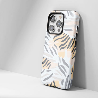 Double-Layer Semi-Handprinted Tough Matte Tiger Stripes iPhone Case