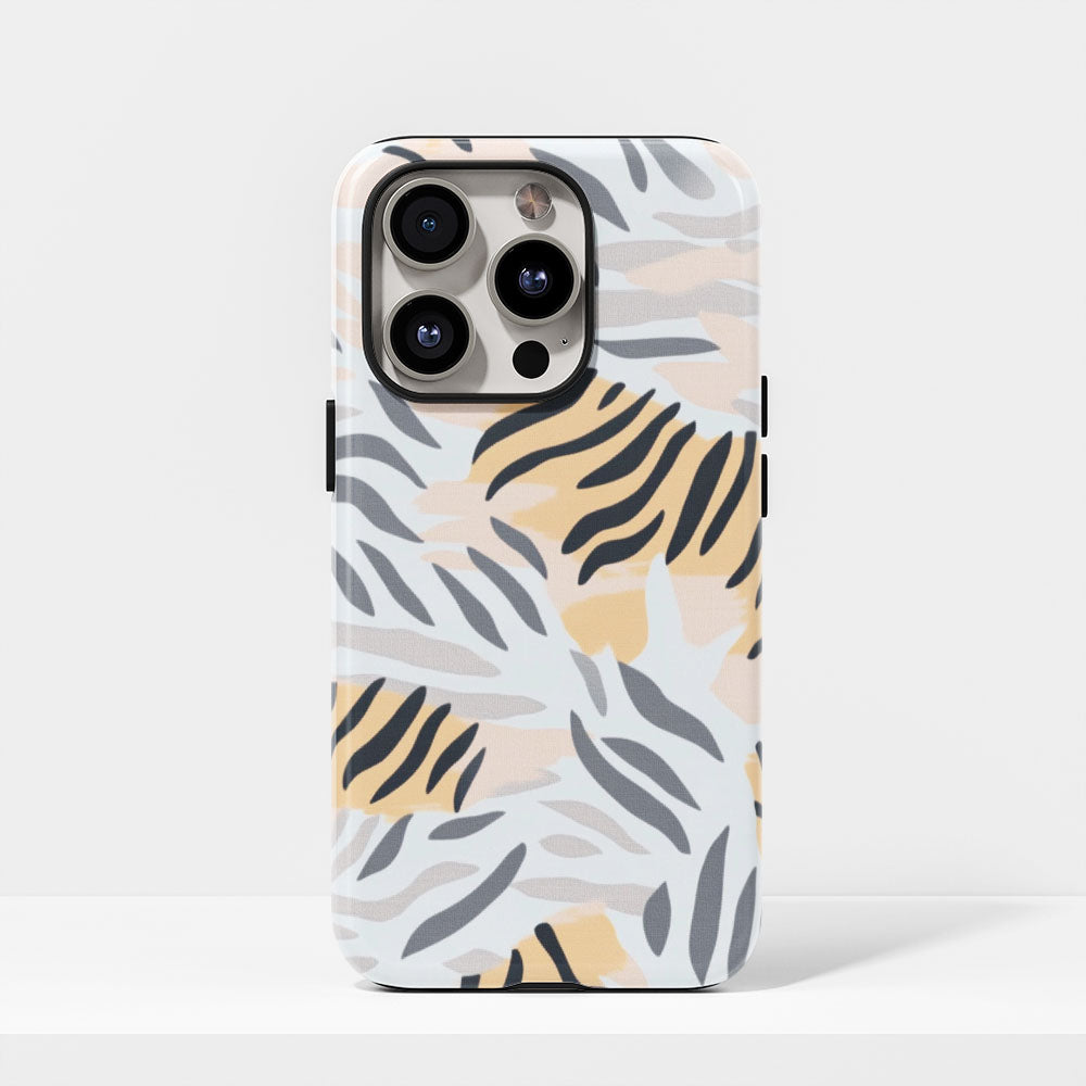 Double-Layer Semi-Handprinted Tough Matte Tiger Stripes iPhone Case