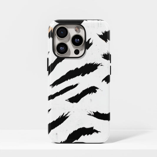 Double-Layer Semi-Handprinted Tough Matte Tiger Stripes iPhone Case