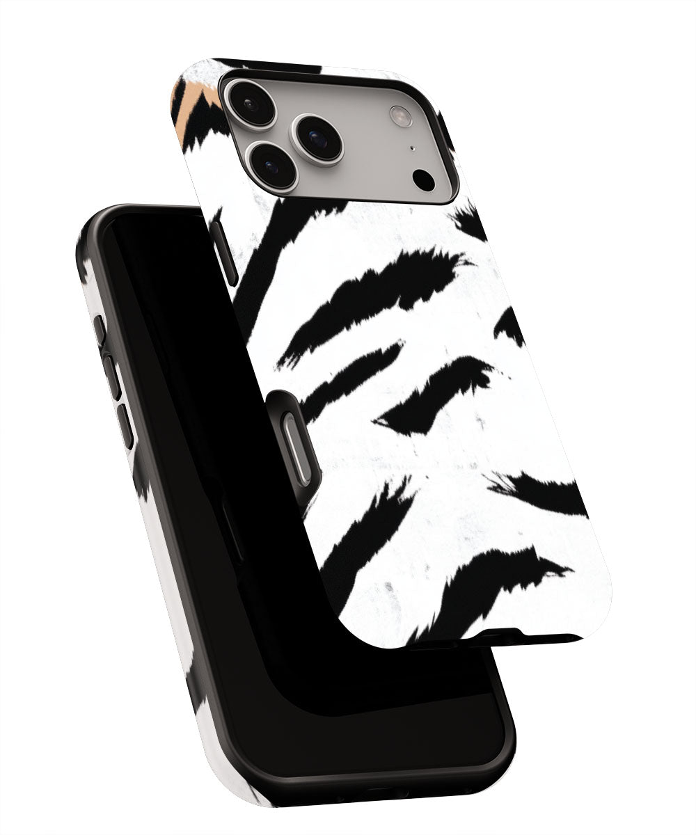 Double-Layer Semi-Handprinted Tough Matte Tiger Stripes iPhone Case