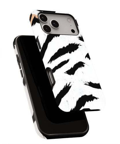 Double-Layer Semi-Handprinted Tough Matte Tiger Stripes iPhone Case