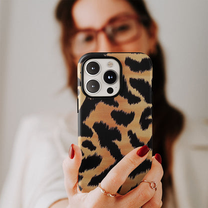 Double-Layer Semi-Handprinted Tough Matte Tiger Stripes iPhone Case