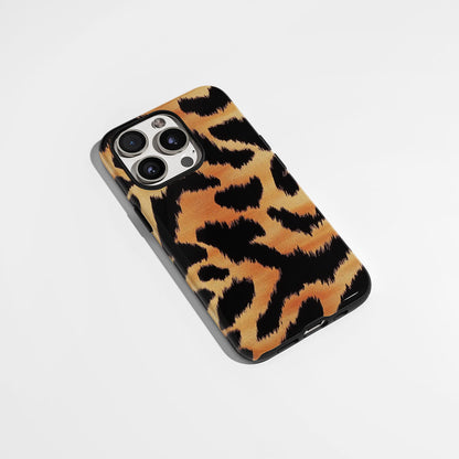 Double-Layer Semi-Handprinted Tough Matte Tiger Stripes iPhone Case