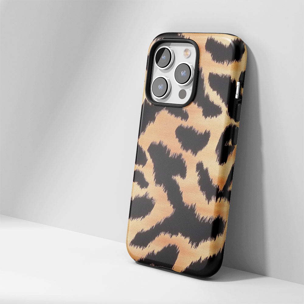 Double-Layer Semi-Handprinted Tough Matte Tiger Stripes iPhone Case