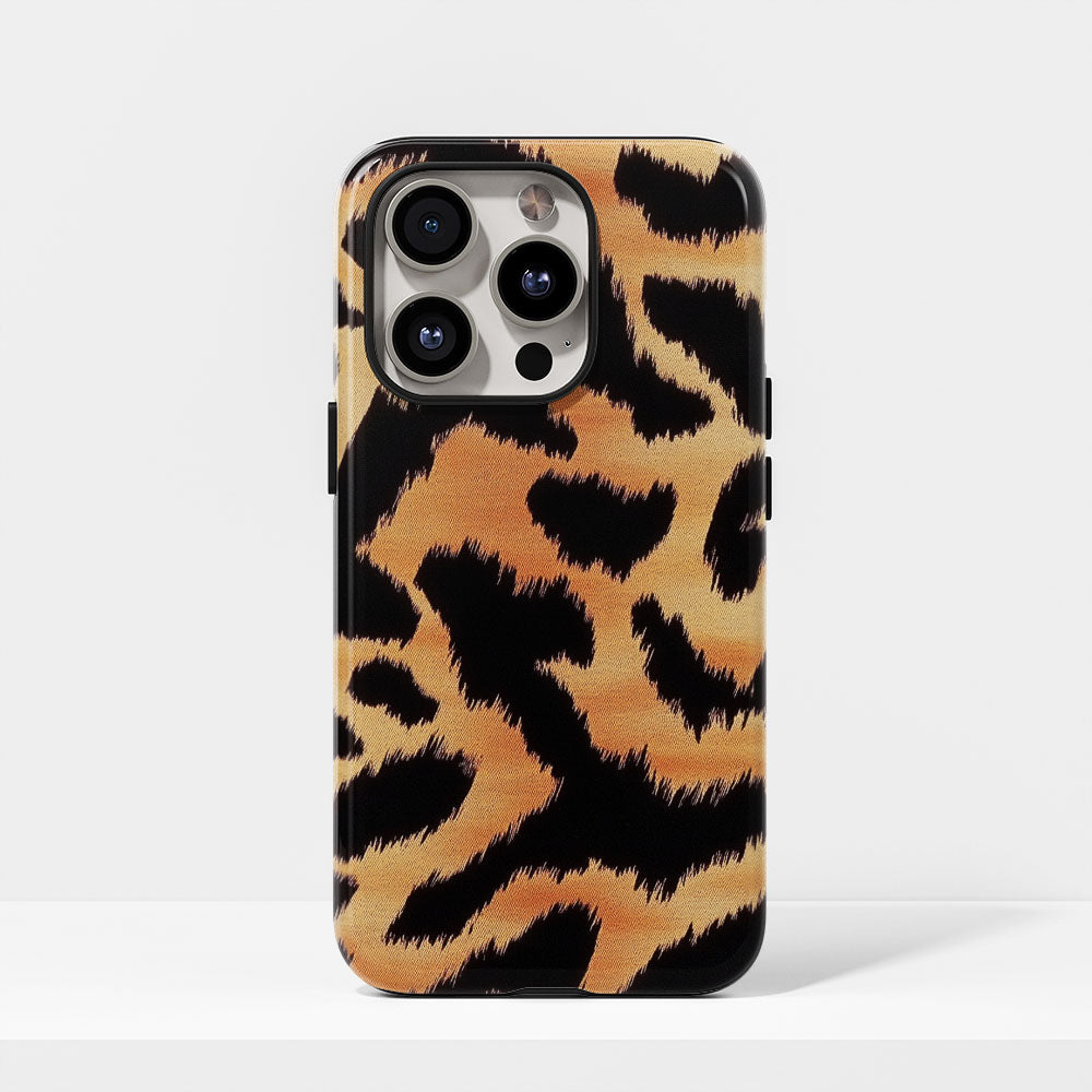 Double-Layer Semi-Handprinted Tough Matte Tiger Stripes iPhone Case