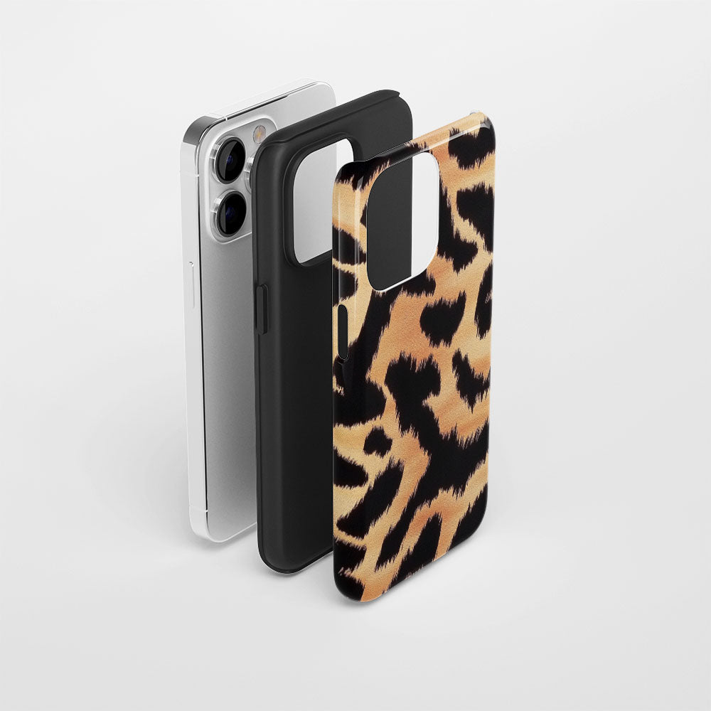 Double-Layer Semi-Handprinted Tough Matte Tiger Stripes iPhone Case