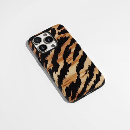 Double-Layer Semi-Handprinted Tough Matte Tiger Stripes iPhone Case