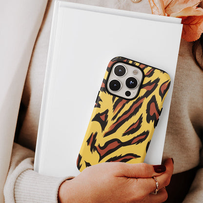 Double-Layer Semi-Handprinted Tough Matte Tiger Stripes iPhone Case