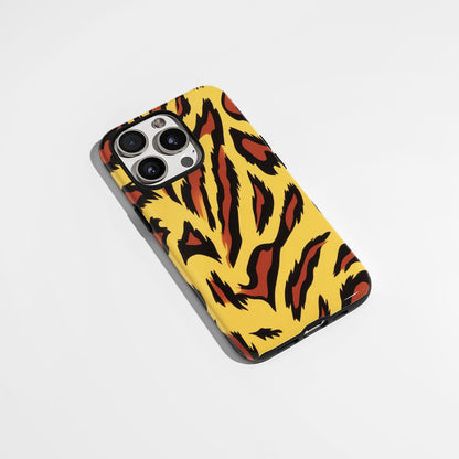 Double-Layer Semi-Handprinted Tough Matte Tiger Stripes iPhone Case