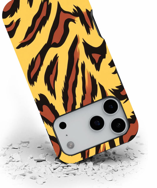 Double-Layer Semi-Handprinted Tough Matte Tiger Stripes iPhone Case