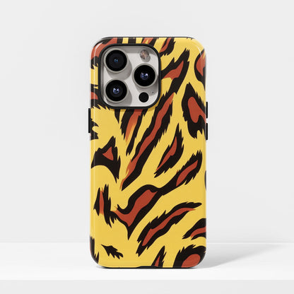 Double-Layer Semi-Handprinted Tough Matte Tiger Stripes iPhone Case