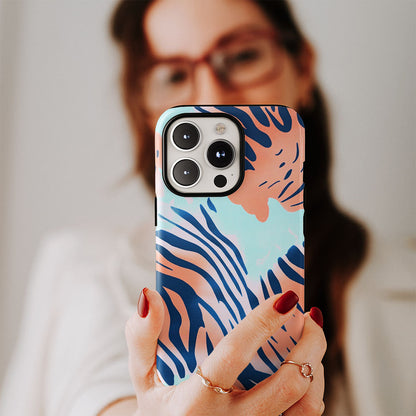 Double-Layer Semi-Handprinted Tough Matte Tiger Stripes iPhone Case